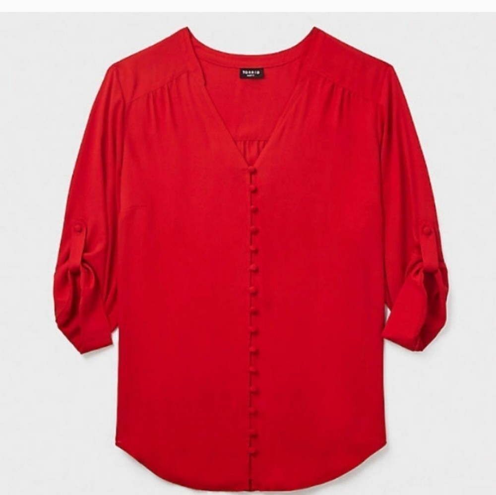 Torrid Harper - Red Georgette Button-Loop Blouse - image 4